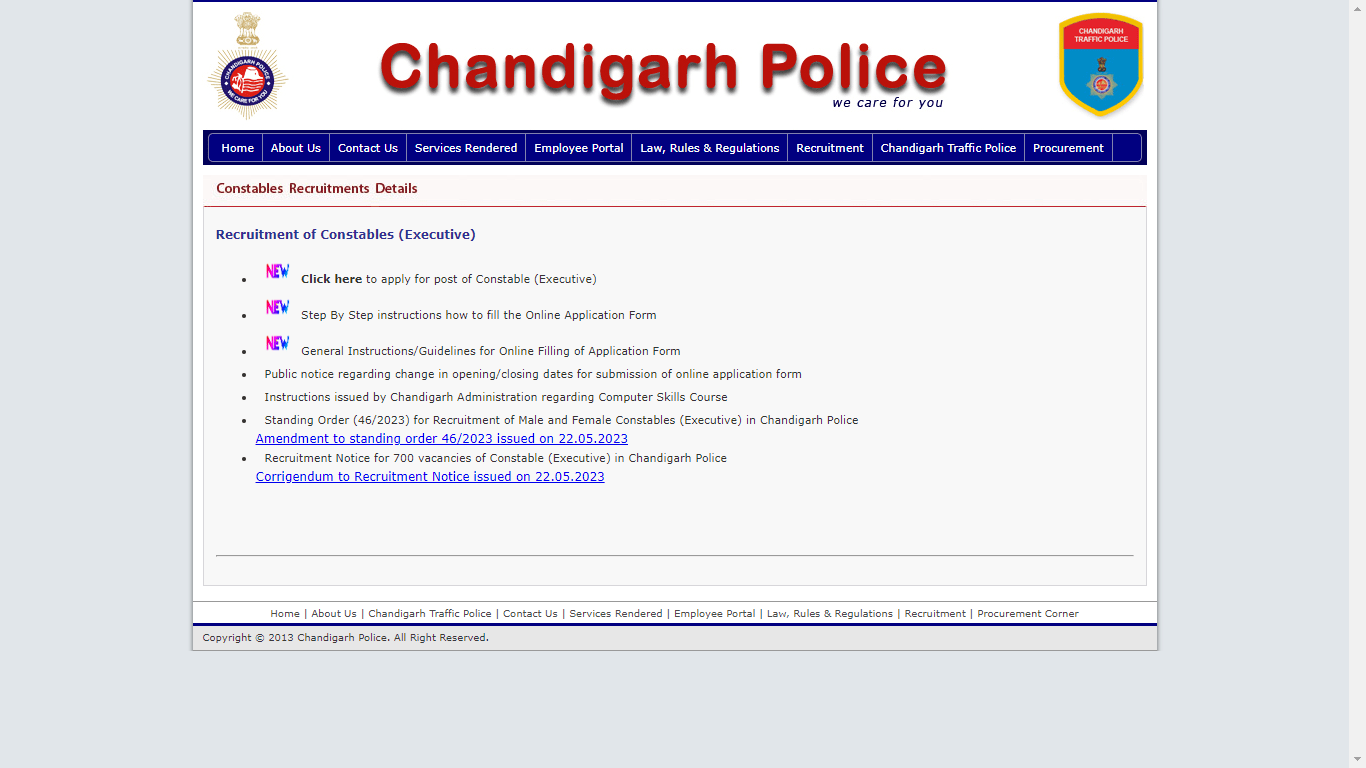 Chandigarh Police Constable Recruitment 2023 apply online
